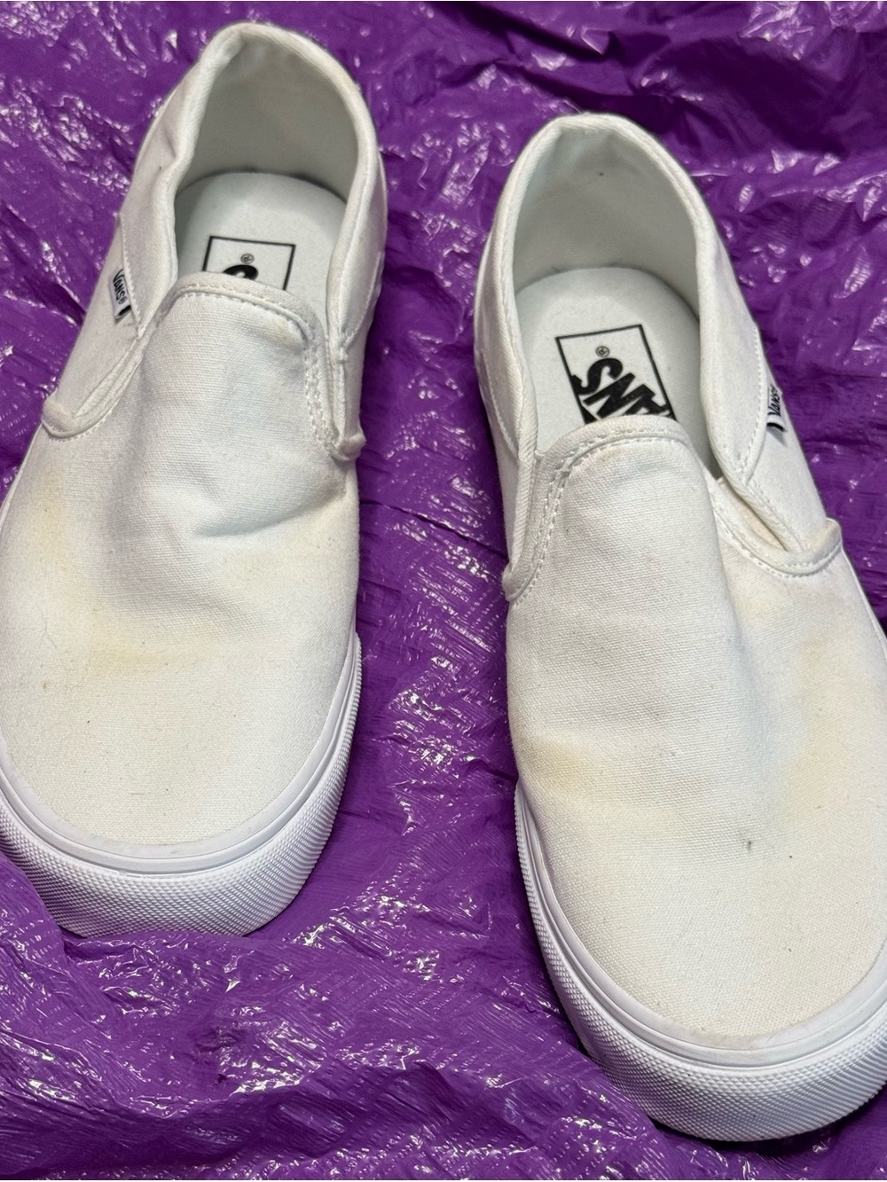 Vans White Slip-On Canvas Sneakers - Women's